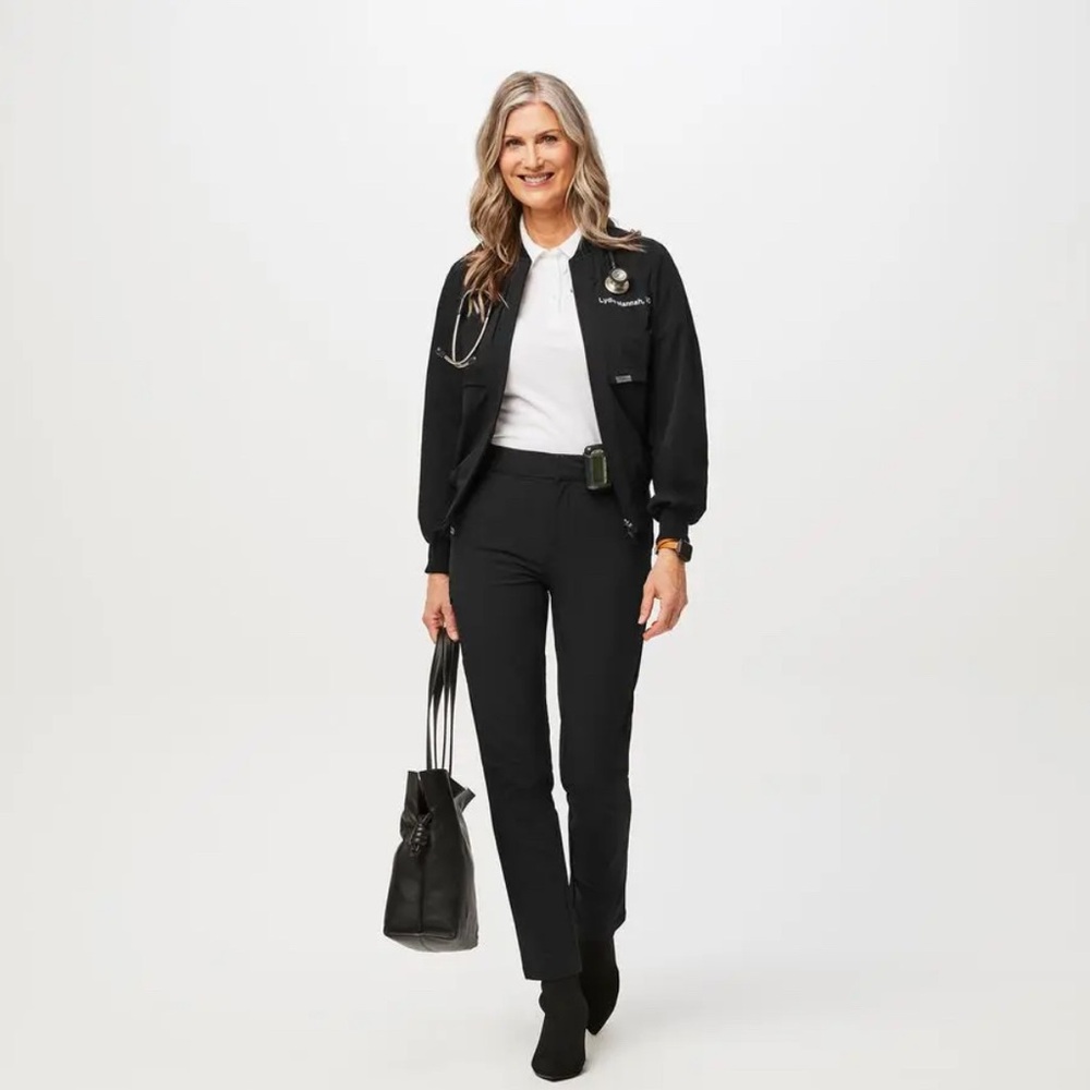 •FIGS• Figs Pro Skinny Zip Fly Trouser Pant Black Water Repellent